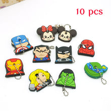 Load image into Gallery viewer, 10 PCS a SET  animal keychain cartoon key chain Anime Mario Garfield keycover super her key caps Children Car Keychain