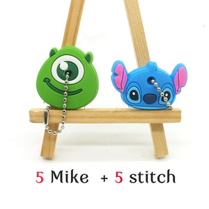 10 PCS a SET  animal keychain cartoon key chain Anime Mario Garfield keycover super her key caps Children Car Keychain