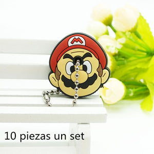10 PCS a SET  animal keychain cartoon key chain Anime Mario Garfield keycover super her key caps Children Car Keychain