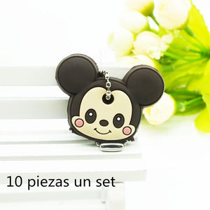 10 PCS a SET  animal keychain cartoon key chain Anime Mario Garfield keycover super her key caps Children Car Keychain