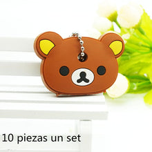 Load image into Gallery viewer, 10 PCS a SET  animal keychain cartoon key chain Anime Mario Garfield keycover super her key caps Children Car Keychain