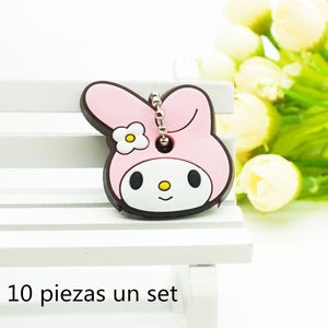 10 PCS a SET  animal keychain cartoon key chain Anime Mario Garfield keycover super her key caps Children Car Keychain